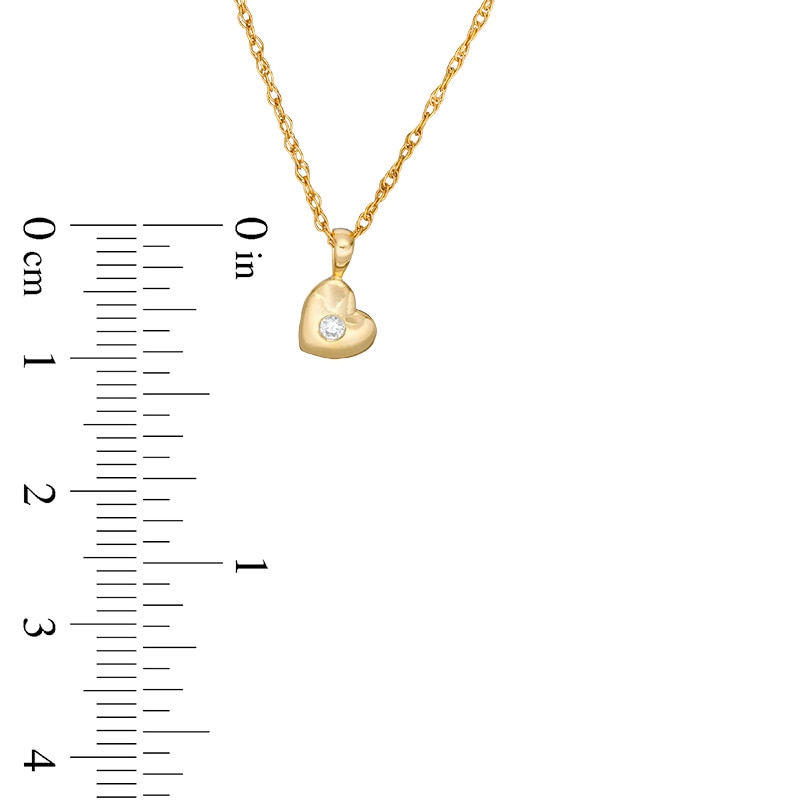 Main Image 2 of Diamond Accent Solitaire Tilted Heart Pendant in 10K Gold