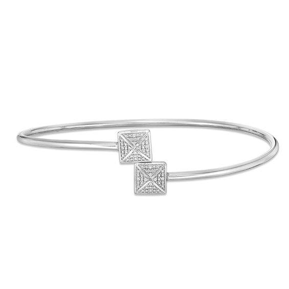 1/20 CT. T.w. Composite Diamond Double Square Flex Bangle in Sterling Silver