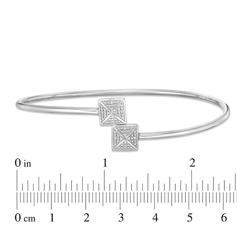 1/20 CT. T.W. Composite Diamond Double Square Flex Bangle in Sterling Silver