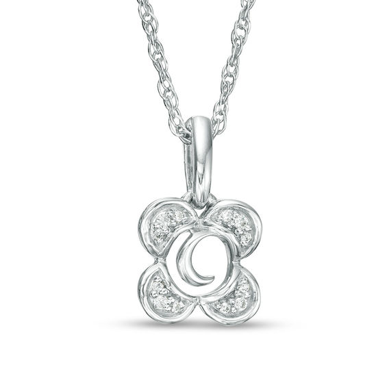 Download Diamond Accent Crescent Moon center Flower Pendant in ...