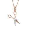 Thumbnail Image 1 of 1/20 CT. T.W. Champagne and White Diamond Scissors Pendant in 10K Rose Gold