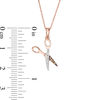 Thumbnail Image 1 of 1/20 CT. T.W. Champagne and White Diamond Scissors Pendant in 10K Rose Gold