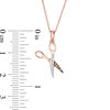 Thumbnail Image 2 of 1/20 CT. T.W. Champagne and White Diamond Scissors Pendant in 10K Rose Gold