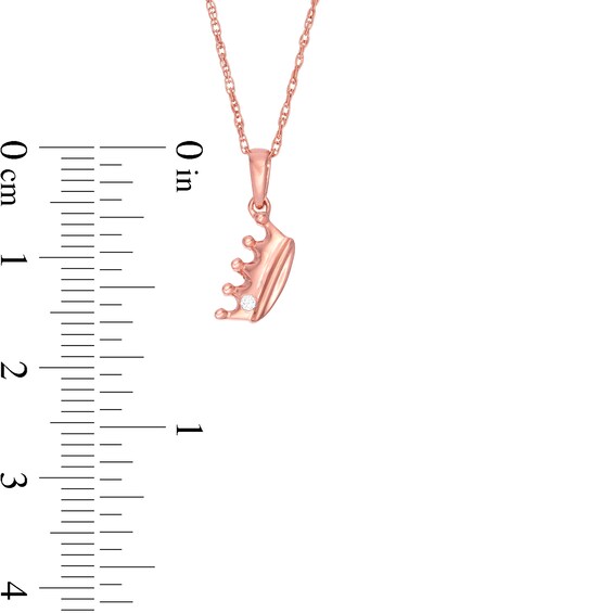 Diamond Accent Solitaire Tilted Crown Pendant in 10K Rose Gold
