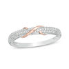 Thumbnail Image 1 of 1/10 CT. T.W. Diamond "S" Overlay Ring in Sterling Silver and 10K Rose Gold