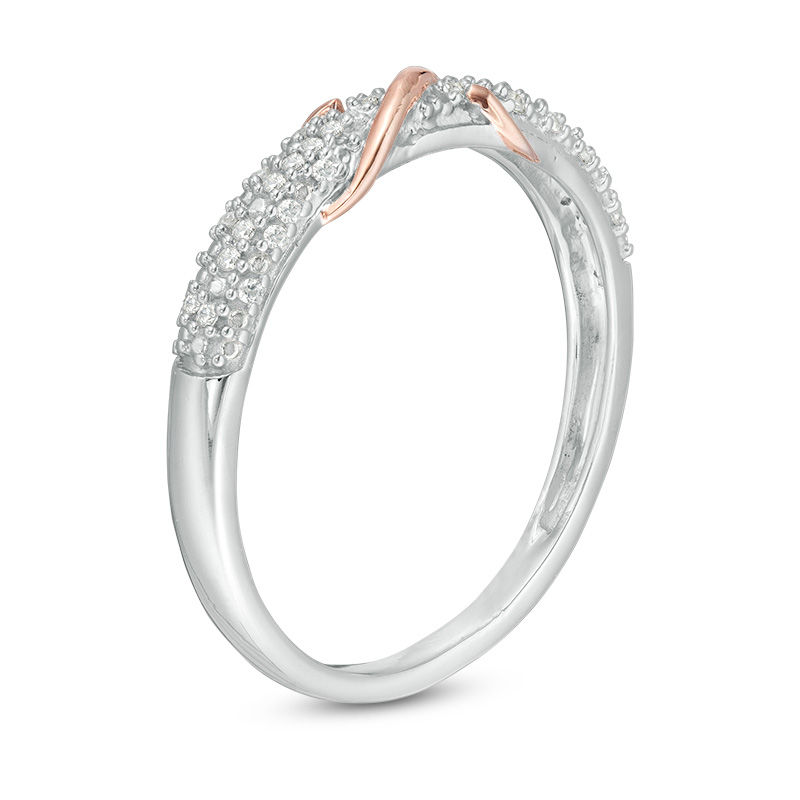 Main Image 2 of 1/10 CT. T.W. Diamond "S" Overlay Ring in Sterling Silver and 10K Rose Gold
