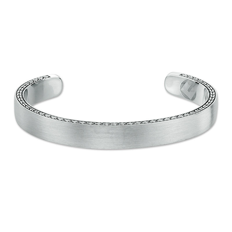 Main Image 1 of Multi-Finish Etched Arrow Edge Cuff in Sterling Silver - 8.5"