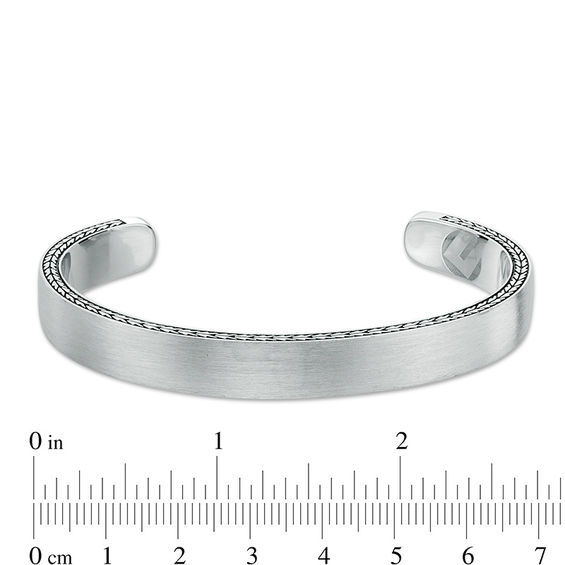 Multi-Finish Etched Arrow Edge Cuff in Sterling Silver - 8.5"