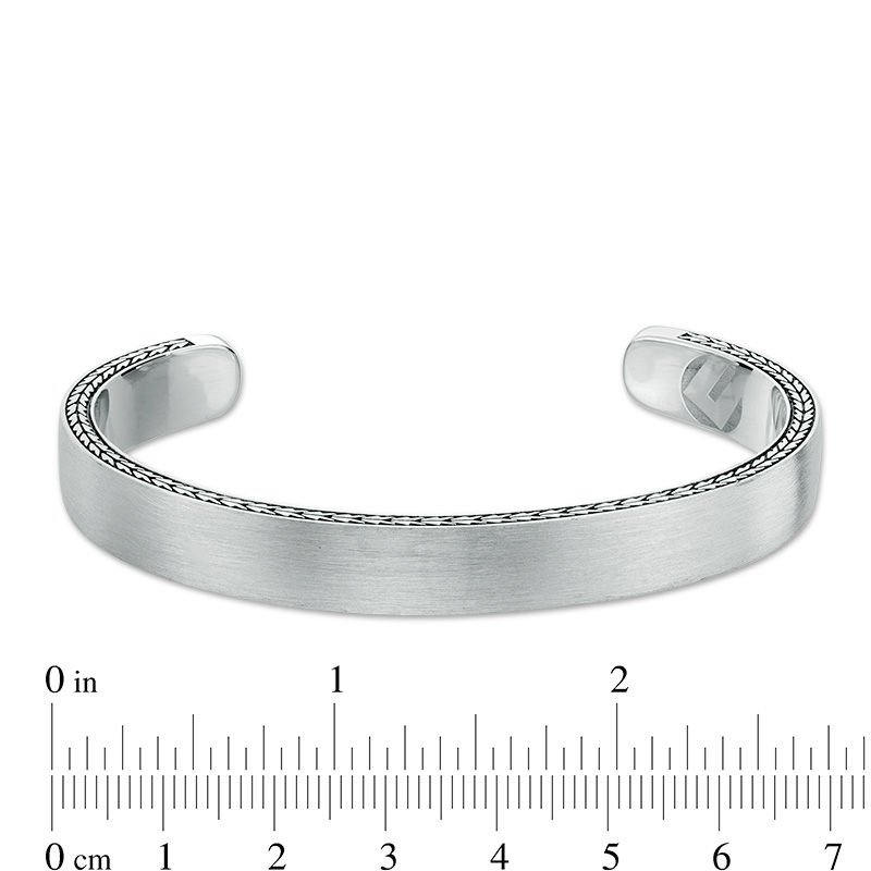 Main Image 3 of Multi-Finish Etched Arrow Edge Cuff in Sterling Silver - 8.5"