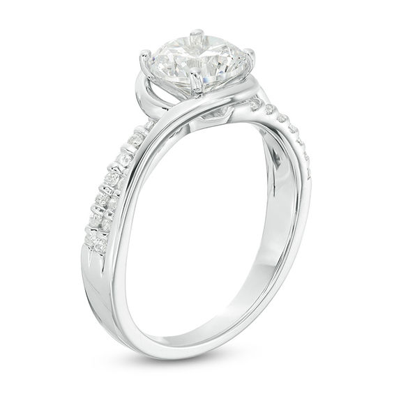 1-1/4 CT. T.W. Diamond Double Row Bypass Engagement Ring in 18K White Gold (I/SI2) 1-1/4 CT. T.W. Diamond Double Row Bypass Engagement Ring in 18K White Gold (I/SI2)