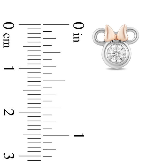 Mickey Mouse & Minnie Mouse 1/2 CT. T.w. Diamond Solitaire Stud Earrings in Sterling Silver and 10K Rose Gold