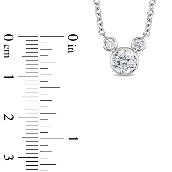 Mickey Mouse & Minnie Mouse 1/2 CT. T.w. Diamond Bezel-Set Necklace in 10K White Gold - 17.75"