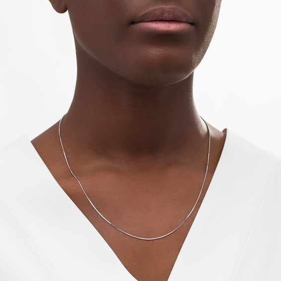 Diamond-Cut Snake Chain Necklace in 10K White Gold - 18"