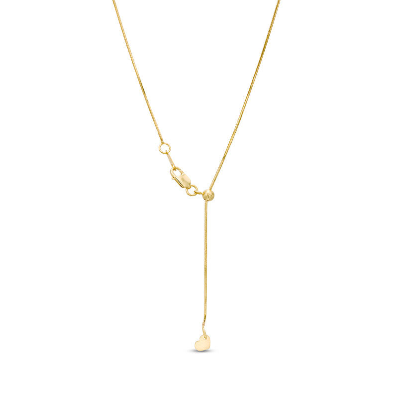 Main Image 3 of Made in Italy Ladies' 0.8mm Adjustable Snake Chain Necklace in 14K Gold - 22"