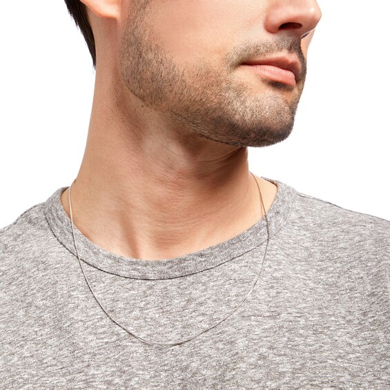 Made in Italy Men's 0.8mm Adjustable Snake Chain Necklace in 14K White Gold - 22"