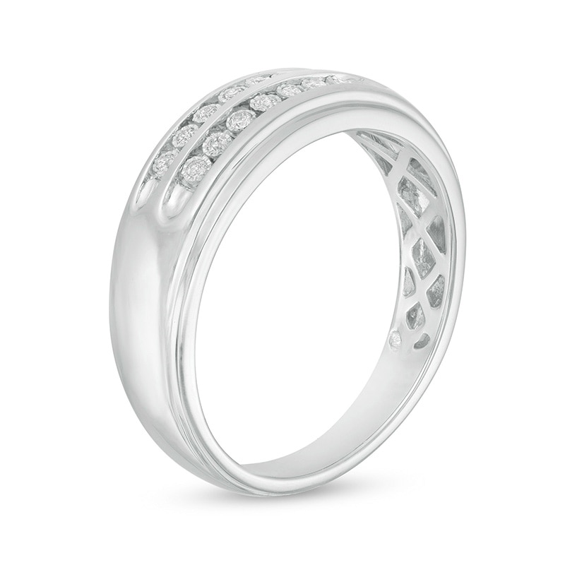 Main Image 5 of 1/2 CT. T.W. Diamond Double Cushion Frame Wedding Ensemble in 10K White Gold - Size 7 and 10