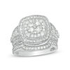 Thumbnail Image 1 of 1-1/2 CT. T.W. Multi-Diamond Double Cushion Frame Vintage-Style Bridal Set in 10K White Gold
