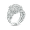 Thumbnail Image 2 of 1-1/2 CT. T.W. Multi-Diamond Double Cushion Frame Vintage-Style Bridal Set in 10K White Gold