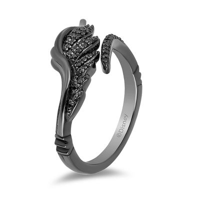 Palaksh Jewelry Round Cut Black Diamond 925 Sterling Silver 14K Black Gold Finish Diamond Enchanted Maleficent Anniversary Wedding Ring for Women's 