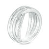 Thumbnail Image 2 of 1/10 CT. T.W. Diamond Crossover and Beaded Ring in Sterling Silver