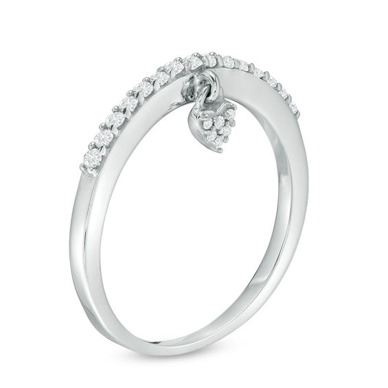 1/5 CT. T.w. Diamond Heart Charm Ring in Sterling Silver
