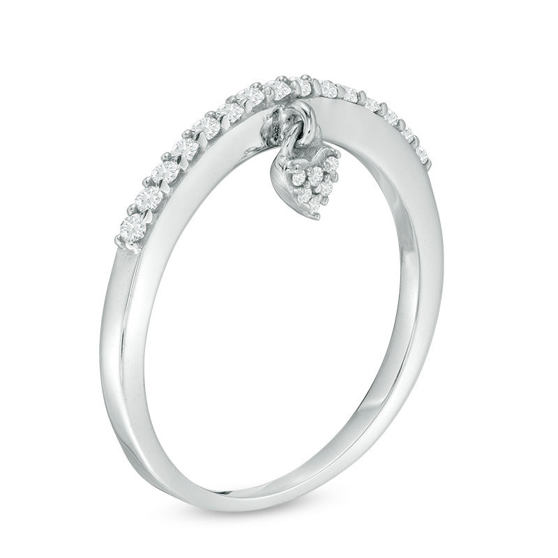 1/5 CT. T.W. Diamond Heart Charm Ring in Sterling Silver