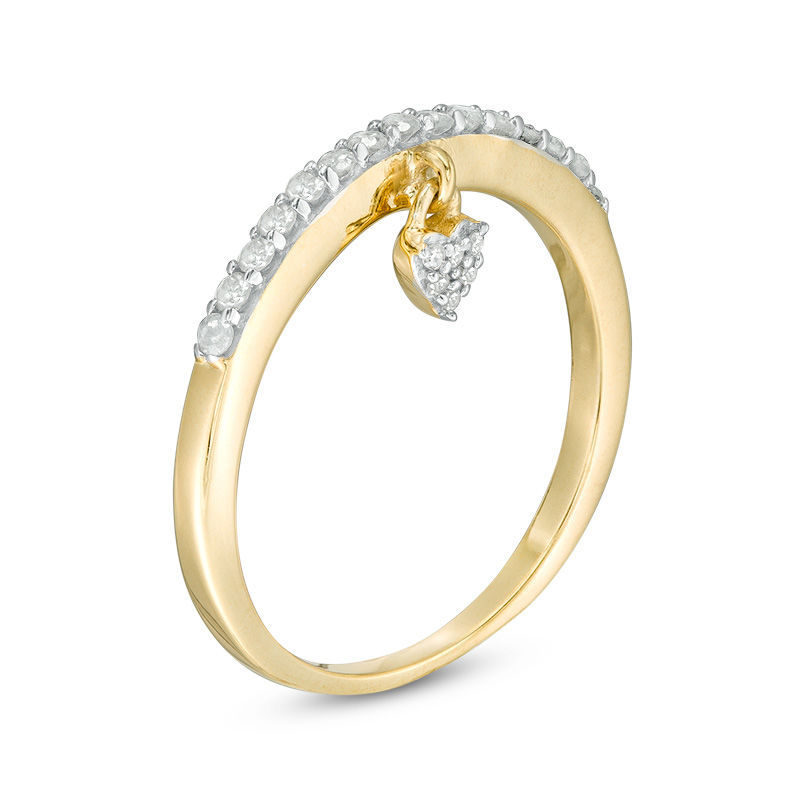Main Image 2 of 1/5 CT. T.W. Diamond Heart Charm Ring in Sterling Silver with 14K Gold Plate