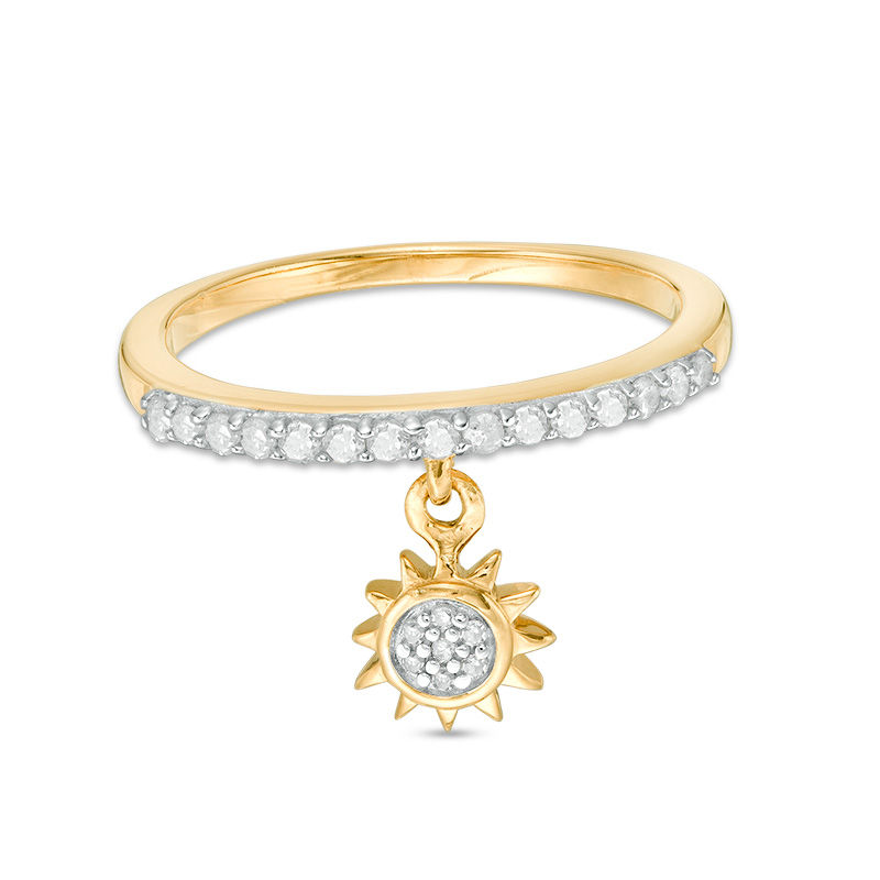 Main Image 1 of 1/5 CT. T.W. Diamond Sun Charm Ring in Sterling Silver with 14K Gold Plate