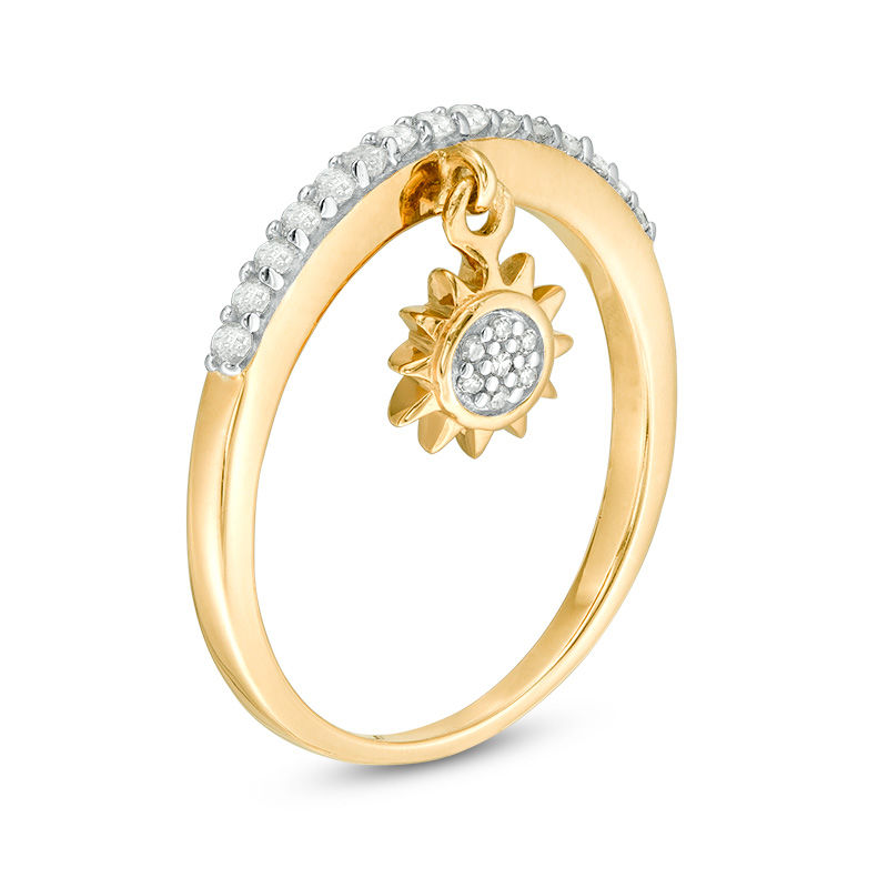 Main Image 2 of 1/5 CT. T.W. Diamond Sun Charm Ring in Sterling Silver with 14K Gold Plate