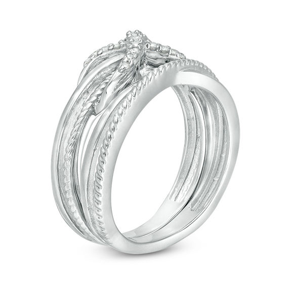 1/10 CT. T.w. Diamond Infinity Crossover Two Piece Stackable Band Set in Sterling Silver