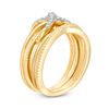 Thumbnail Image 2 of 1/10 CT. T.W. Diamond Infinity Crossover Two Piece Stackable Band Set in Sterling Silver with 14K Gold Plate