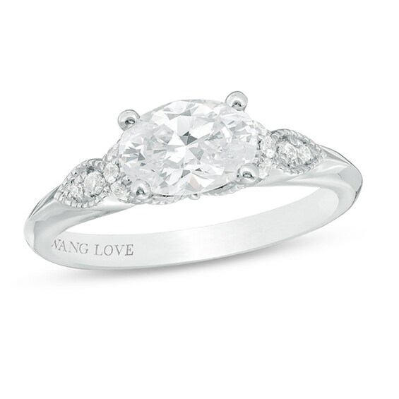 Vera Wang Love Collection 1-1/6 CT. T.w. Certified Oval Diamond Vintage-Style Engagement Ring in 14K White Gold (I/Si2)