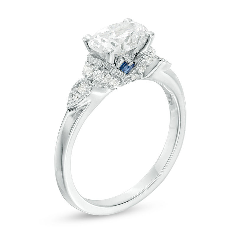 Main Image 2 of Vera Wang Love Collection 1-1/6 CT. T.W. Certified Oval Diamond Vintage-Style Engagement Ring in 14K White Gold (I/SI2)