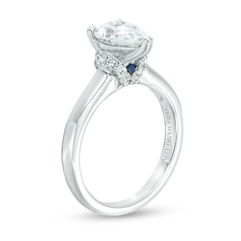 Main Image 2 of Vera Wang Love Collection 1-1/8 CT. T.W. Pear-Shaped Diamond Collar Engagement Ring in 14K White Gold