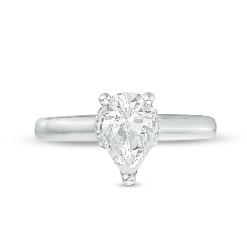 Main Image 3 of Vera Wang Love Collection 1-1/8 CT. T.W. Pear-Shaped Diamond Collar Engagement Ring in 14K White Gold