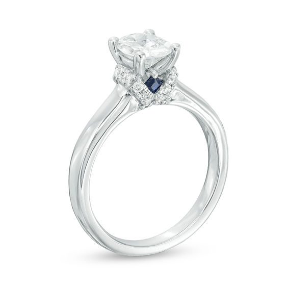 Vera Wang Love Collection 1-1/8 CT. T.w. Oval Diamond Collar Engagement Ring in 14K White Gold