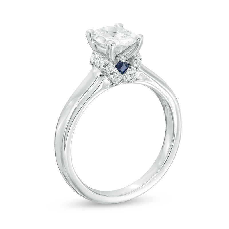 Vera Wang Love Collection 1-1/8 CT. T.W. Oval Diamond Collar Engagement Ring in 14K White Gold