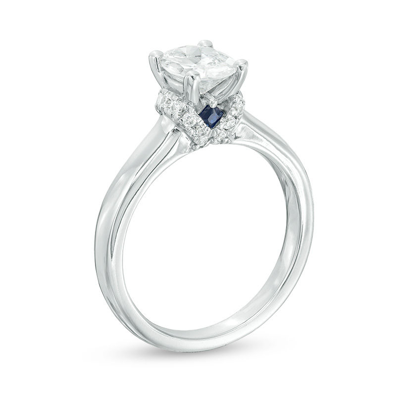 Main Image 2 of Vera Wang Love Collection 1-1/8 CT. T.W. Oval Diamond Collar Engagement Ring in 14K White Gold