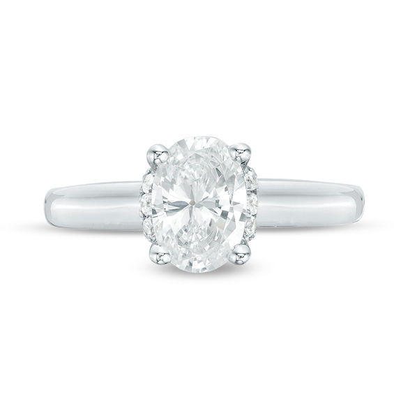 Vera Wang Love Collection 1-1/8 CT. T.w. Oval Diamond Collar Engagement Ring in 14K White Gold