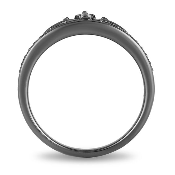 Enchanted Disney Villains Ursula 1/10 CT. T.w. Black Diamond Crown Ring in Sterling Silver with Black Rhodium