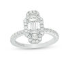 Thumbnail Image 0 of Vera Wang Love Collection 1-5/8 CT. T.W. Emerald-Cut Diamond Vertical Three Stone Frame Engagement Ring in 14K White Gold