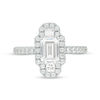 Thumbnail Image 3 of Vera Wang Love Collection 1-5/8 CT. T.W. Emerald-Cut Diamond Vertical Three Stone Frame Engagement Ring in 14K White Gold