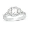 Thumbnail Image 0 of Vera Wang Love Collection 1-1/2 CT. T.W. Certified Emerald-Cut Diamond Frame Engagement Ring in 14K White Gold (I/SI2)