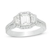 Thumbnail Image 1 of Vera Wang Love Collection 1-1/2 CT. T.W. Certified Emerald-Cut Diamond Frame Engagement Ring in 14K White Gold (I/SI2)