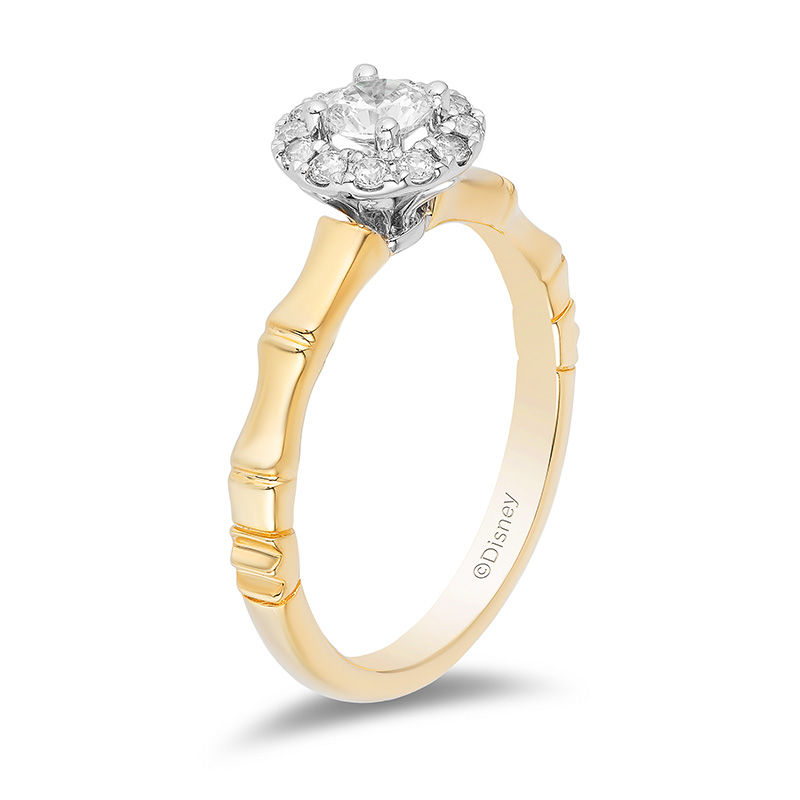 Main Image 2 of Enchanted Disney Mulan 1/2 CT. T.W. Diamond Frame Bamboo Engagement Ring in 14K Two-Tone Gold