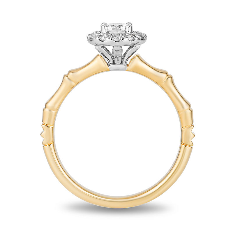Main Image 3 of Enchanted Disney Mulan 1/2 CT. T.W. Diamond Frame Bamboo Engagement Ring in 14K Two-Tone Gold