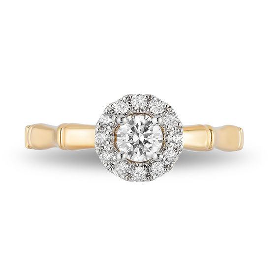 Enchanted Disney Mulan 1/2 CT. T.w. Diamond Frame Bamboo Engagement Ring in 14K Two-Tone Gold