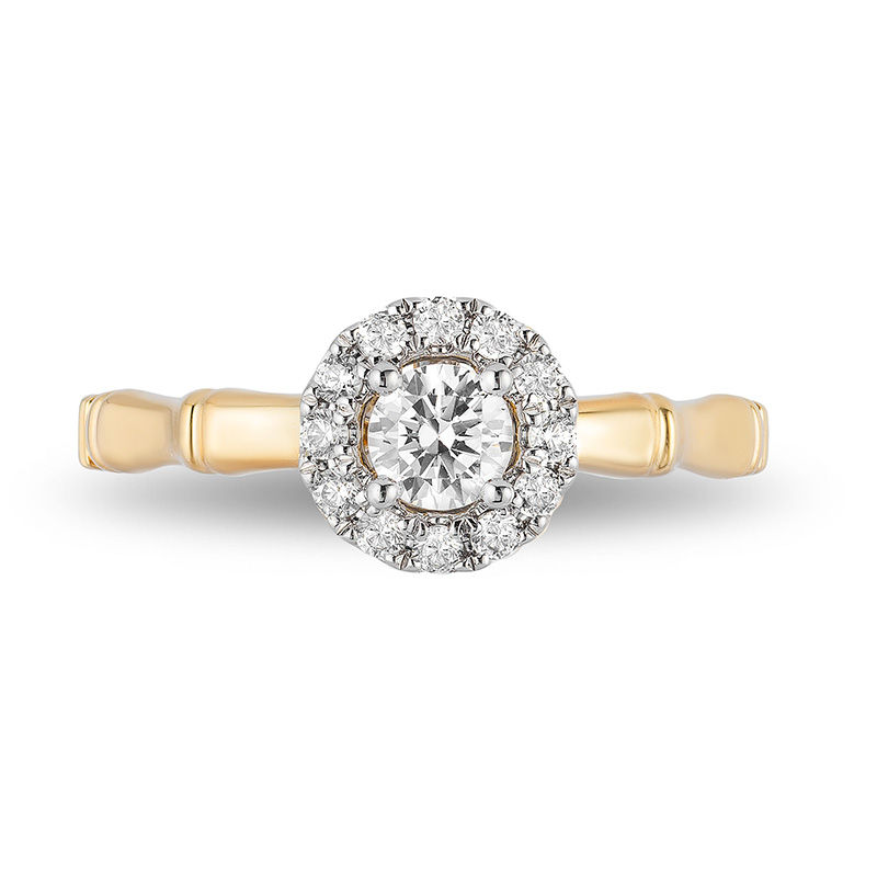 Main Image 4 of Enchanted Disney Mulan 1/2 CT. T.W. Diamond Frame Bamboo Engagement Ring in 14K Two-Tone Gold
