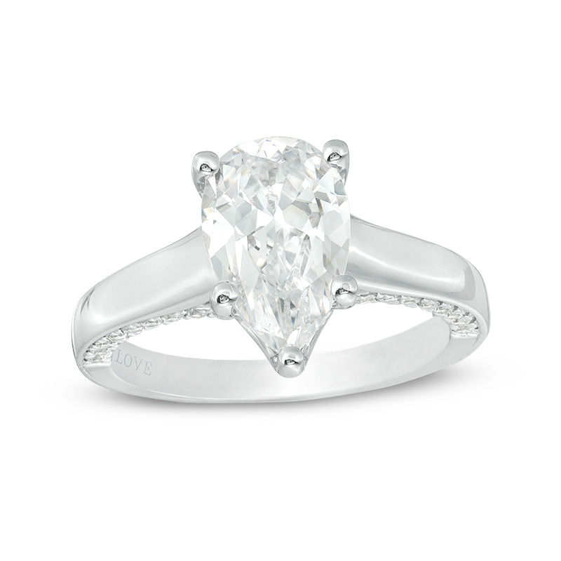 Main Image 1 of Vera Wang Love Collection 2-1/3 CT. T.W. Certified Pear-Shaped Diamond Engagement Ring in 14K White Gold (I/SI2)