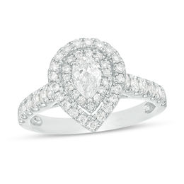 1 CT. T.W. Pear-Shaped Diamond Double Frame Engagement Ring in 14K White Gold